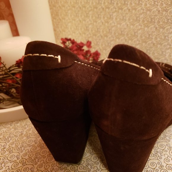 Franco Sarto  Retro  Style  Suede Leather Dress Shoes  Wedges 9 1/2M - Picture 7 of 12